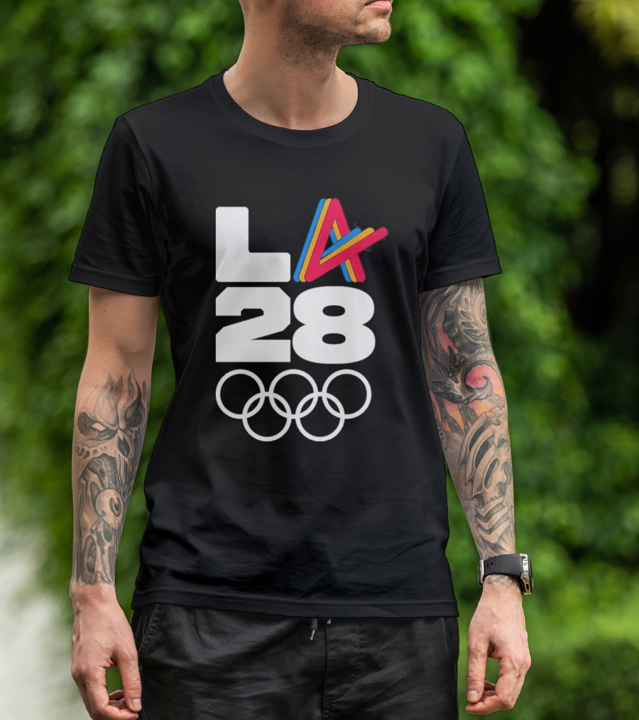 LA 2028 Olympics Multicolor Logo With Rings T-Shirt