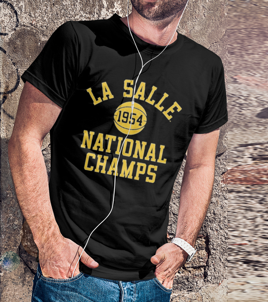 La Salle 1954 Basketball National Champs Retro Sports Arch Text Design T-Shirt