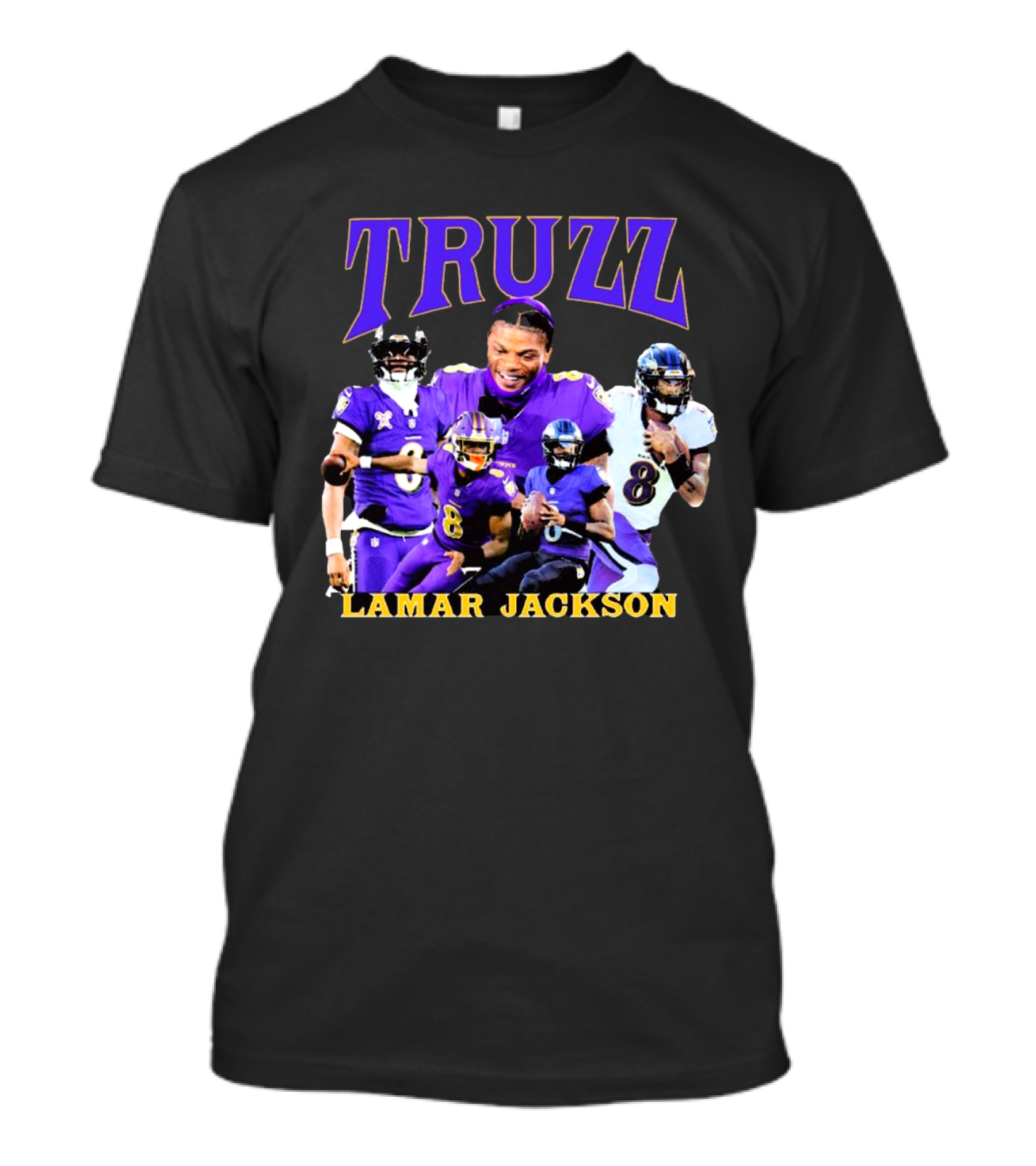 Truzz Lamar Jackson Baltimore Ravens Number 8 NFL Football T-Shirt