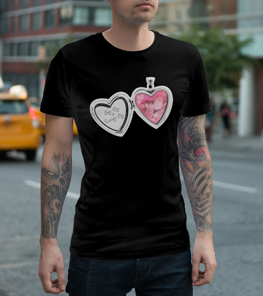 Every Day Laundry Day Heart Locket Pink Photo Charm T-Shirt
