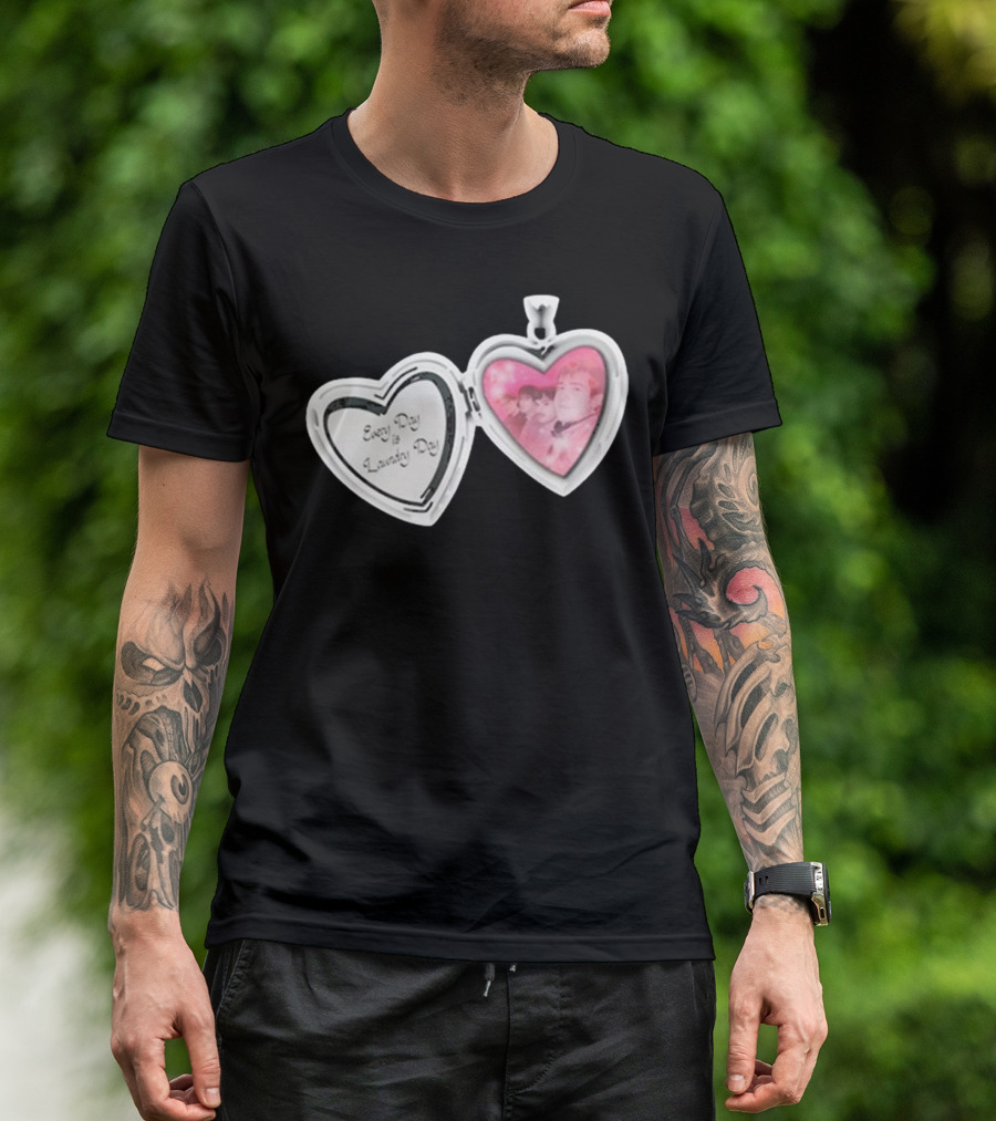 Every Day Laundry Day Heart Locket Pink Photo Charm T-Shirt