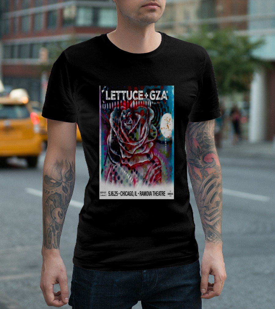 LETTUCE + GZA May 16 2025 Chicago IL Ramova Theatre Rose Artwork T-Shirt