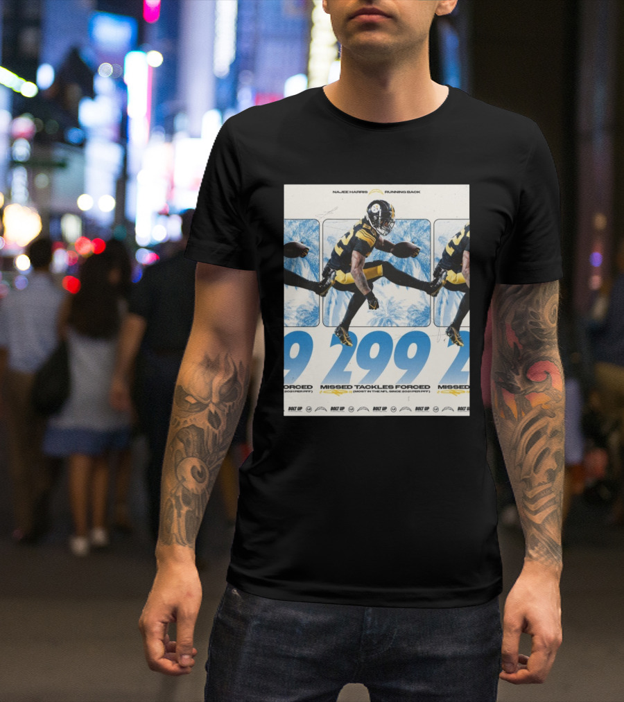Najee Harris Running Back 299 Missed Tackles Forced Most In The NFL Since 2021 PFF T-Shirt