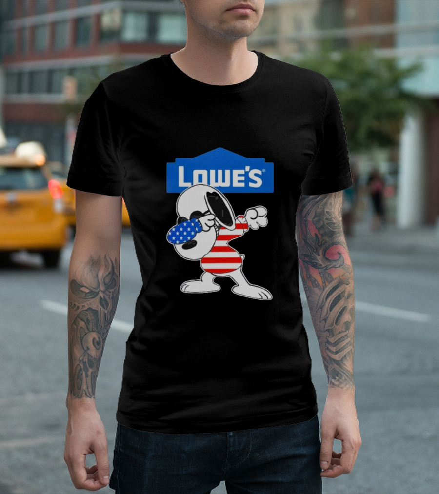 Lowe's Snoopy Dabbing American Flag Outfit T-Shirt