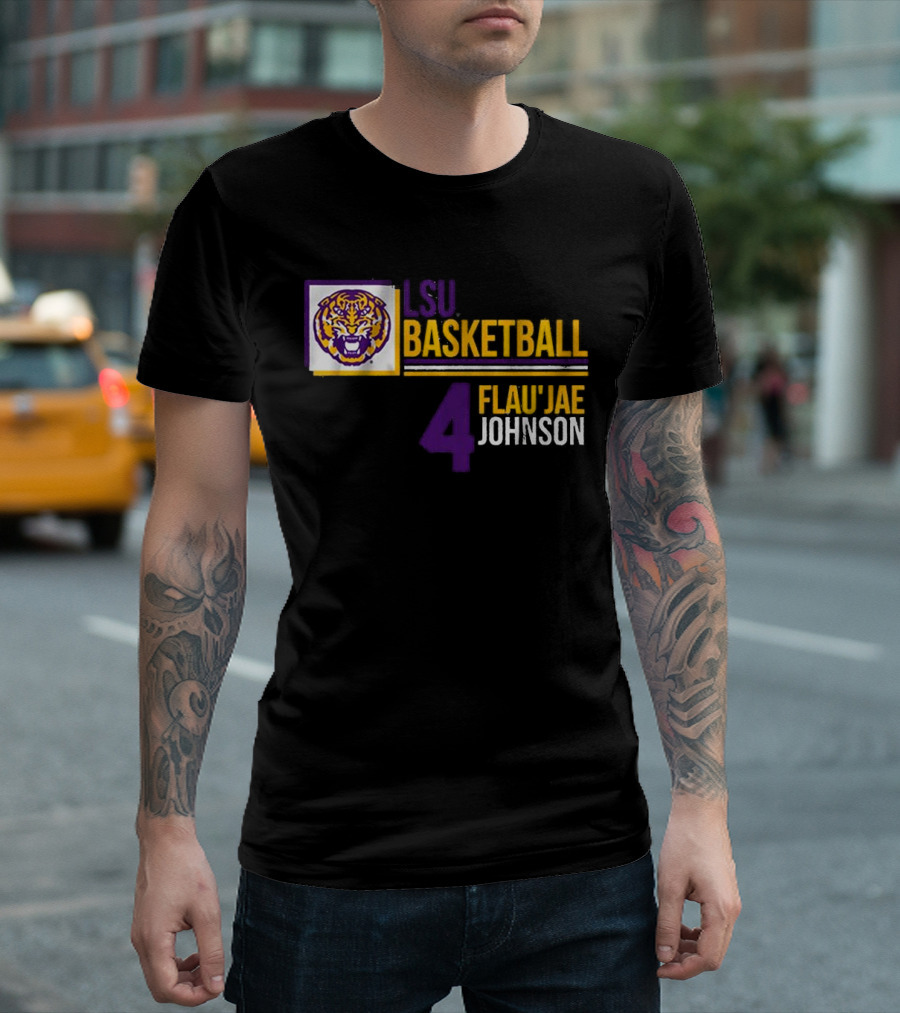 LSU Basketball Flau’Jae Johnson 4 Tiger Logo T-Shirt