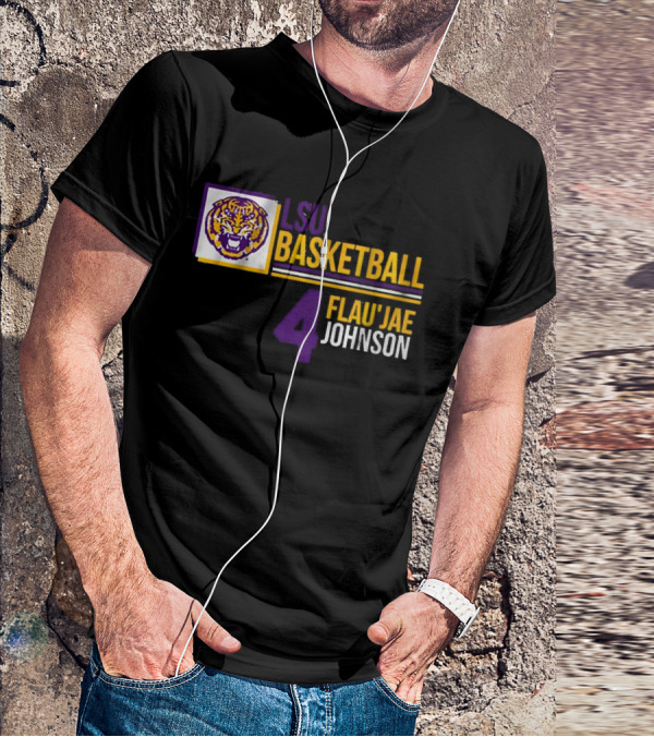 LSU Basketball Flau’Jae Johnson 4 Tiger Logo T-Shirt