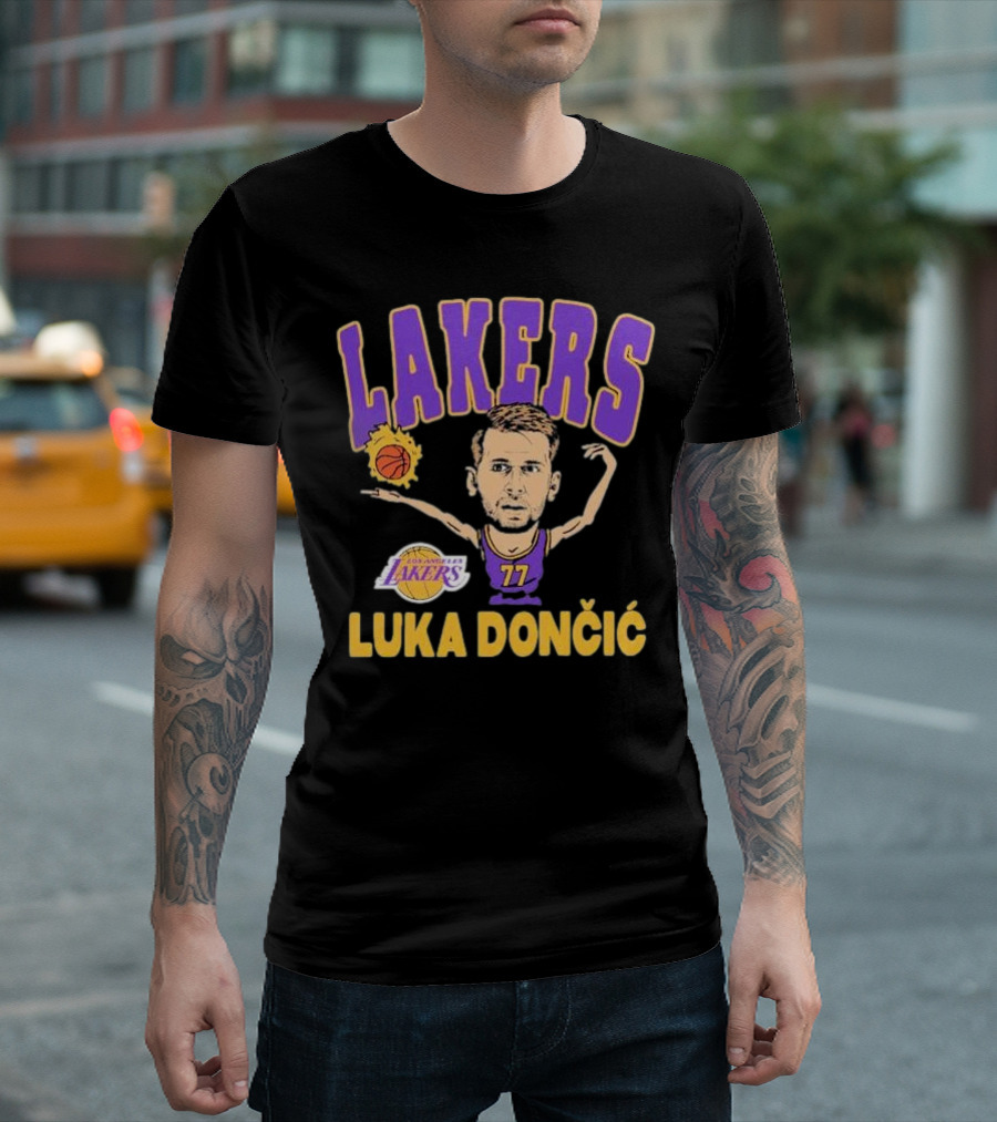Luka Dončić Los Angeles Lakers Basketball Caricature 77 T-Shirt