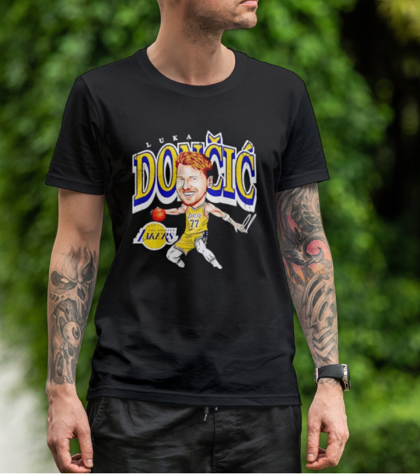 Luka Doncic Los Angeles Lakers Cartoon Lakers Logo T-Shirt
