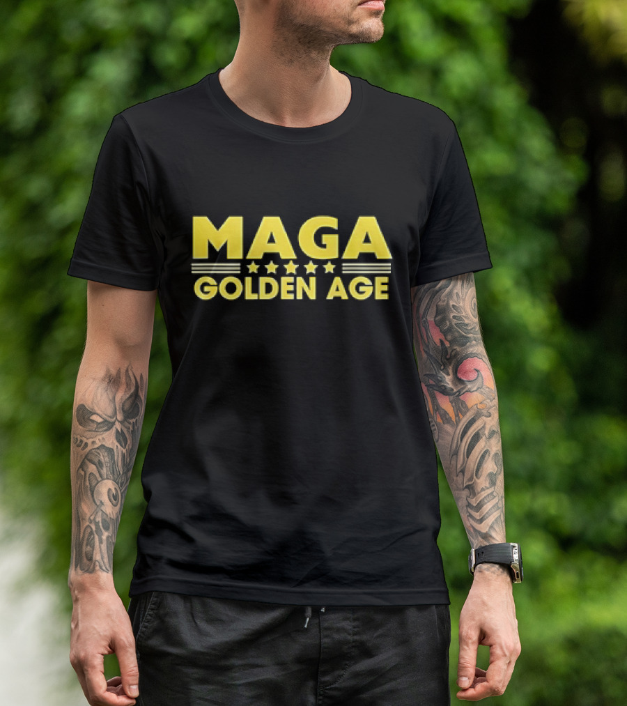 MAGAGolden Age Stars And Bold Yellow Text T-Shirt