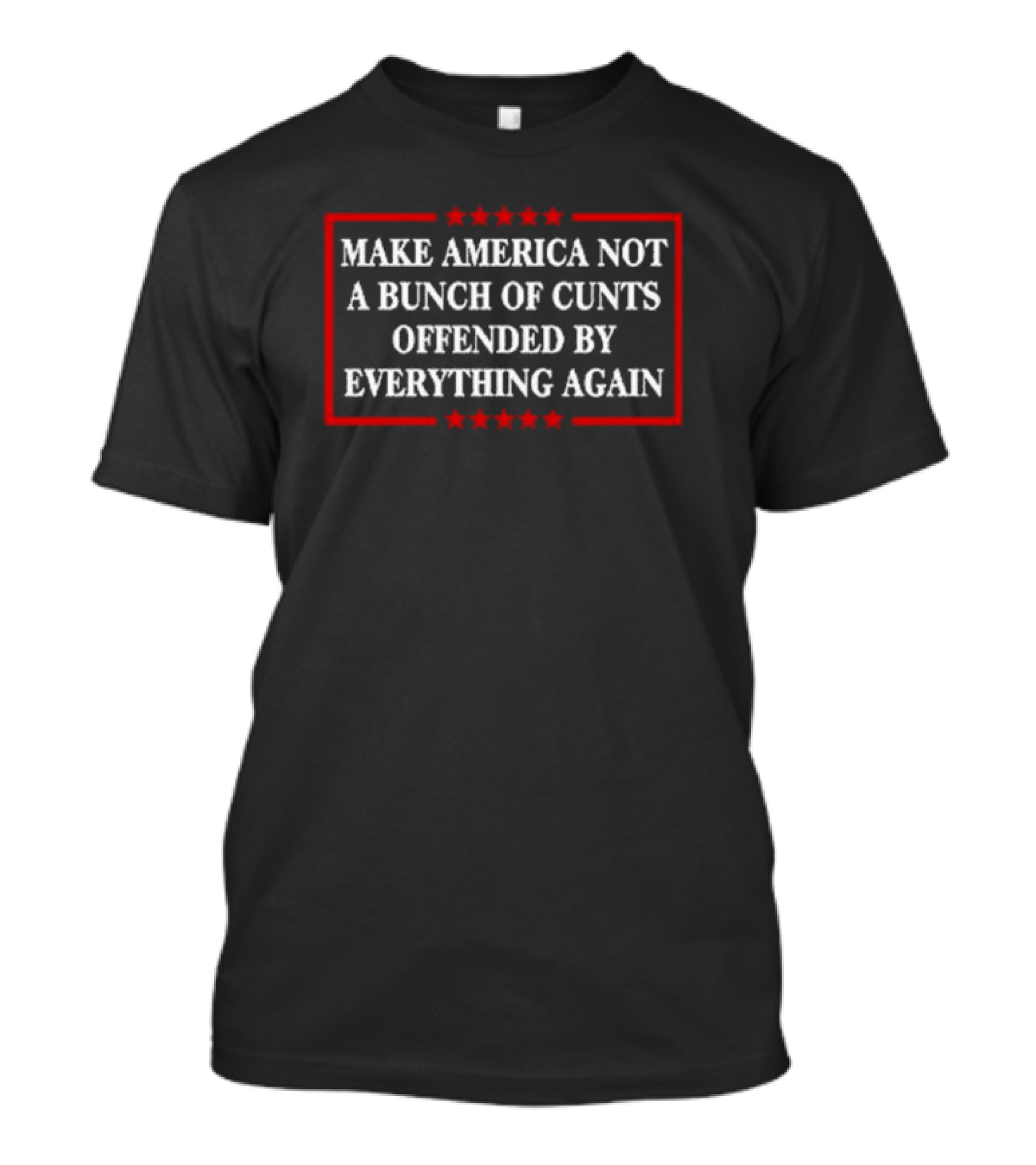 Make America Not A Bunch Of Cunts Offended By Everything Again Red Stars Frame T-Shirt