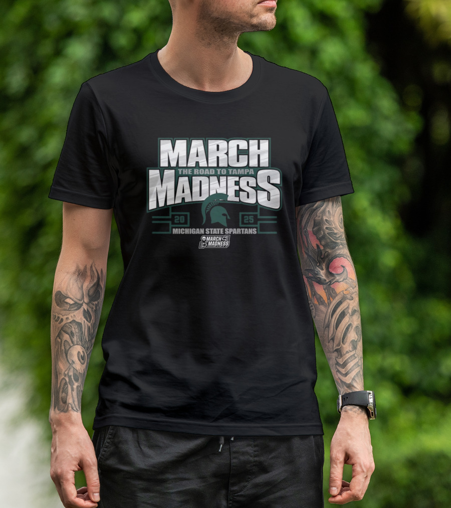 March Madness The Road To Tampa 2025 Michigan State Spartans NCAA Women's Basketball Tournament T-Shirt