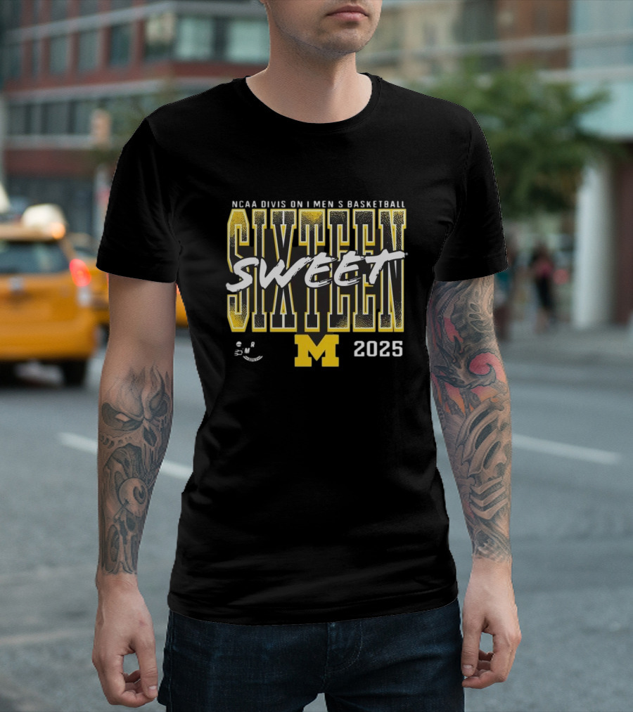 NCAA 2025 Michigan Wolverines Sweet Sixteen Basketball Tournament T-Shirt