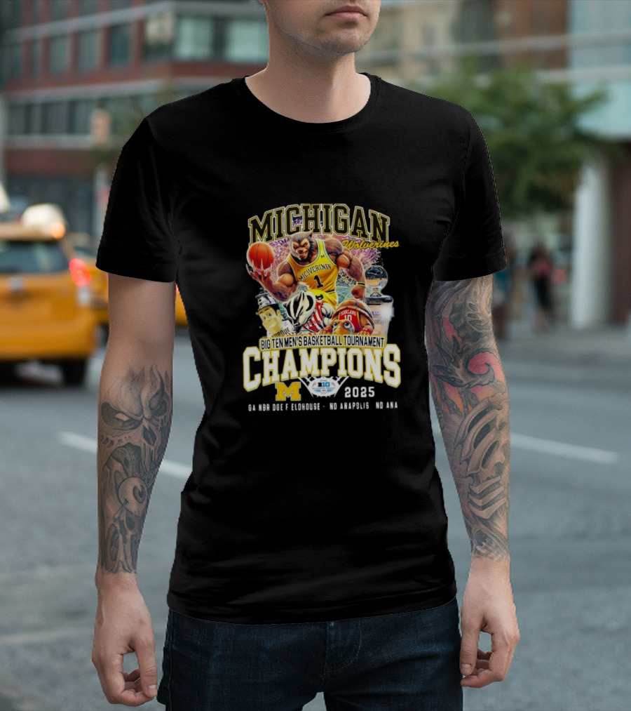 Michigan Wolverines Big Ten Men's Basketball Tournament Champions 2025 No Doubt No Questions No Idea T-Shirt