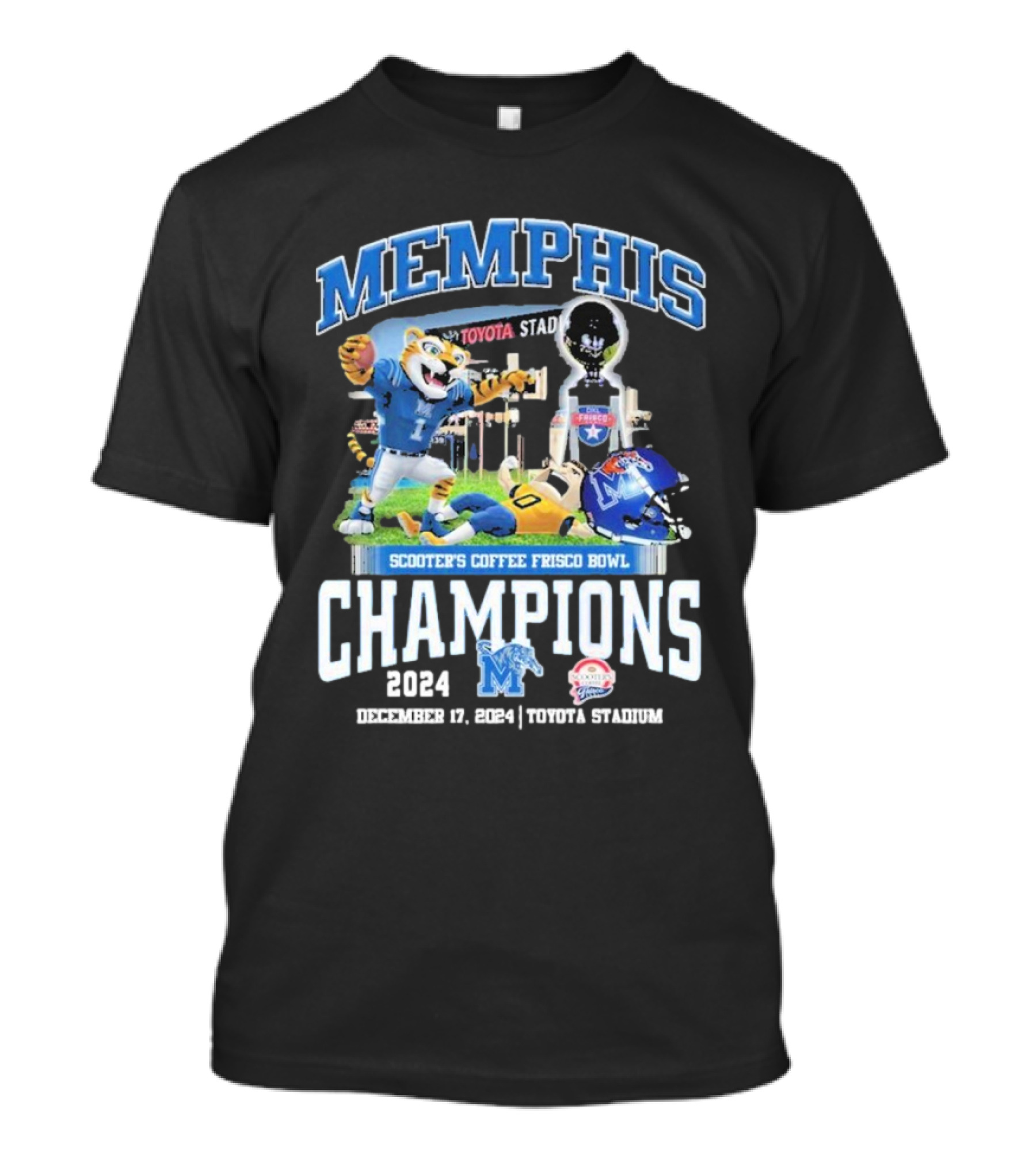 Memphis Tigers Scooter's Coffee Frisco Bowl Champions 2024 Toyota Stadium December 19 T-Shirt