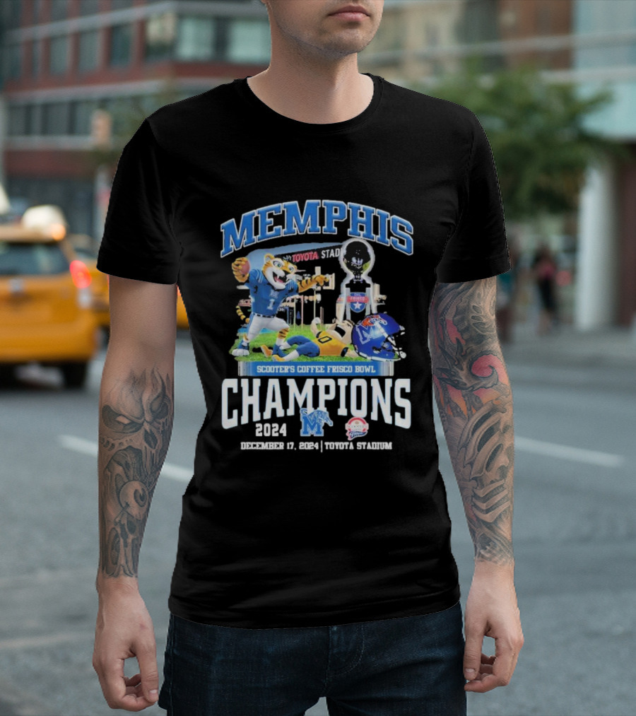 Memphis Tigers Scooter's Coffee Frisco Bowl Champions 2024 Toyota Stadium December 19 T-Shirt