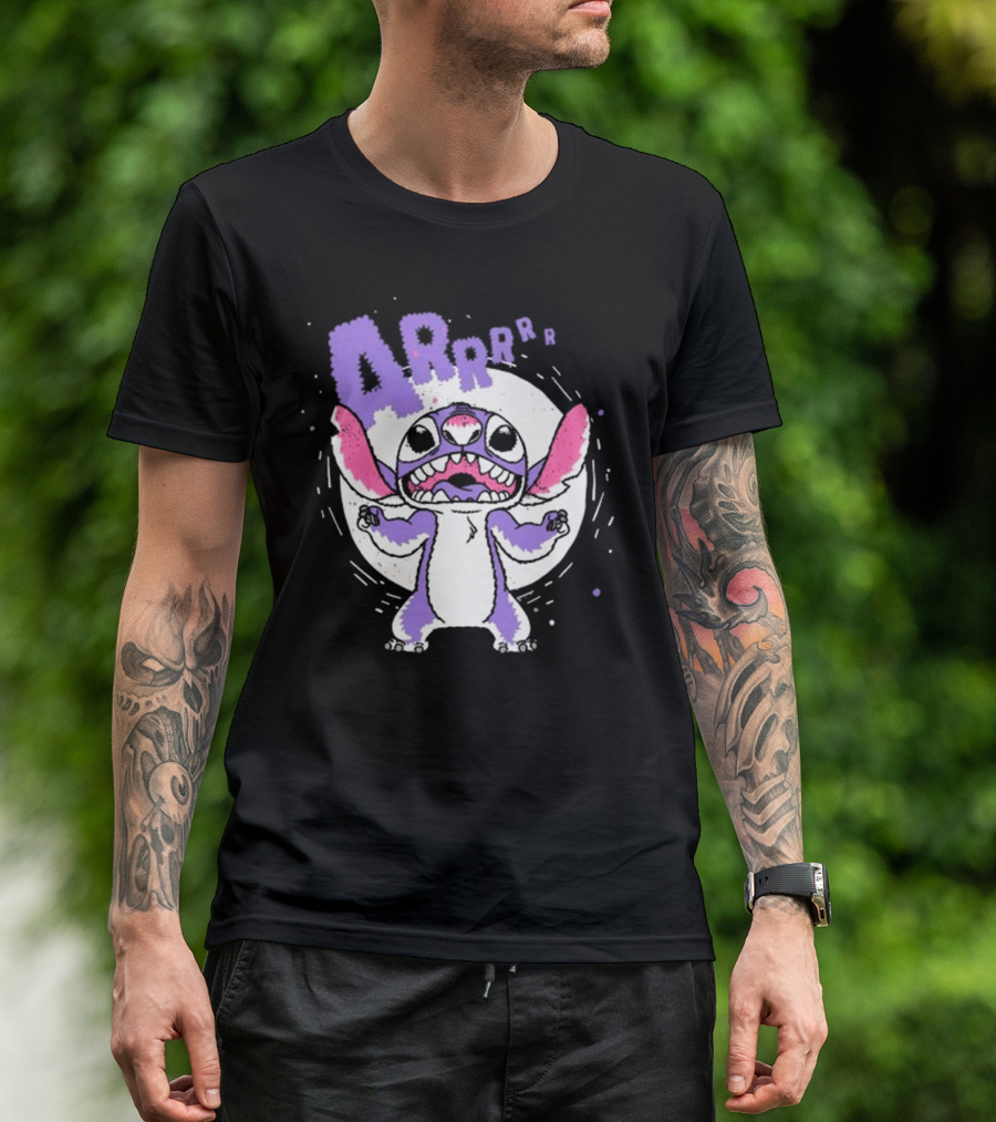 Midnight Stitch ARRp Purple Alien Character With Moon Background T-Shirt