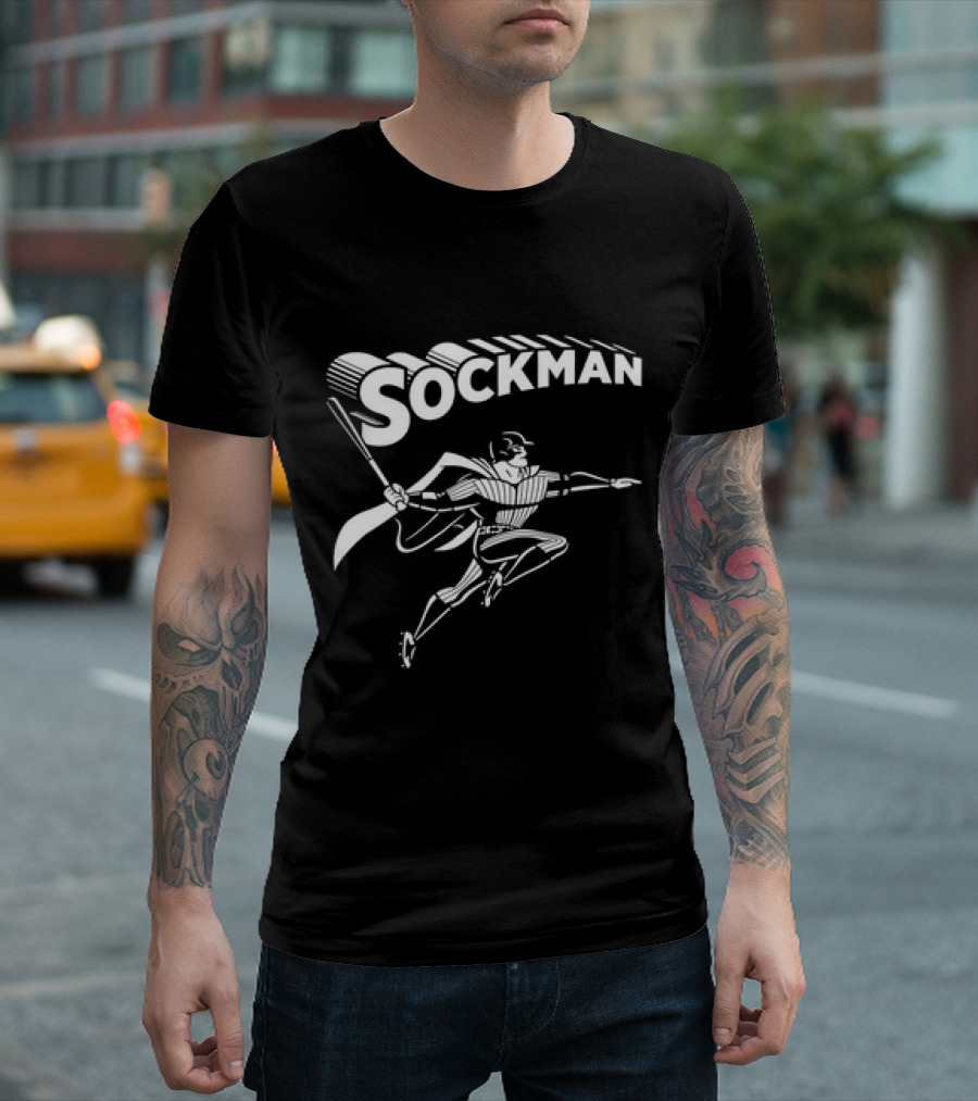 Mike Tauchman New York Yankees Baseball Sockman Dynamic Heroic Pose T-Shirt
