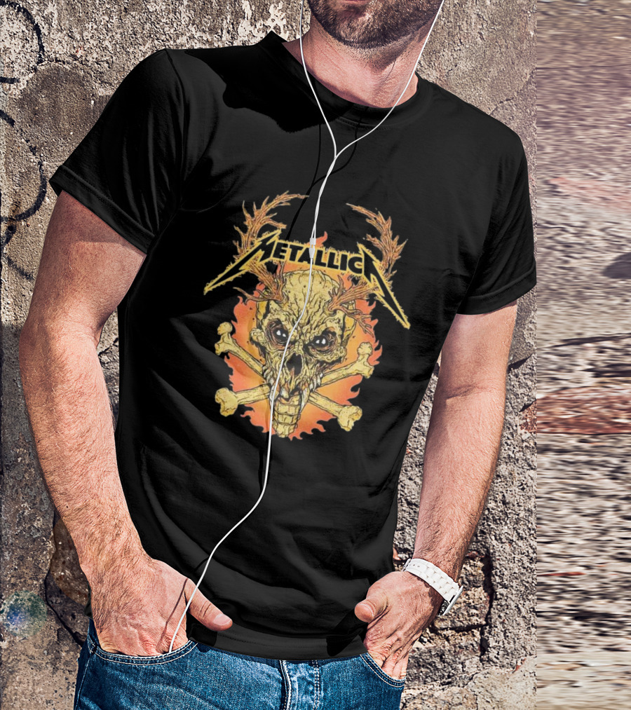 Metallica M72 World Tour 2025 Skull Antlers Crossbones Art T-Shirt