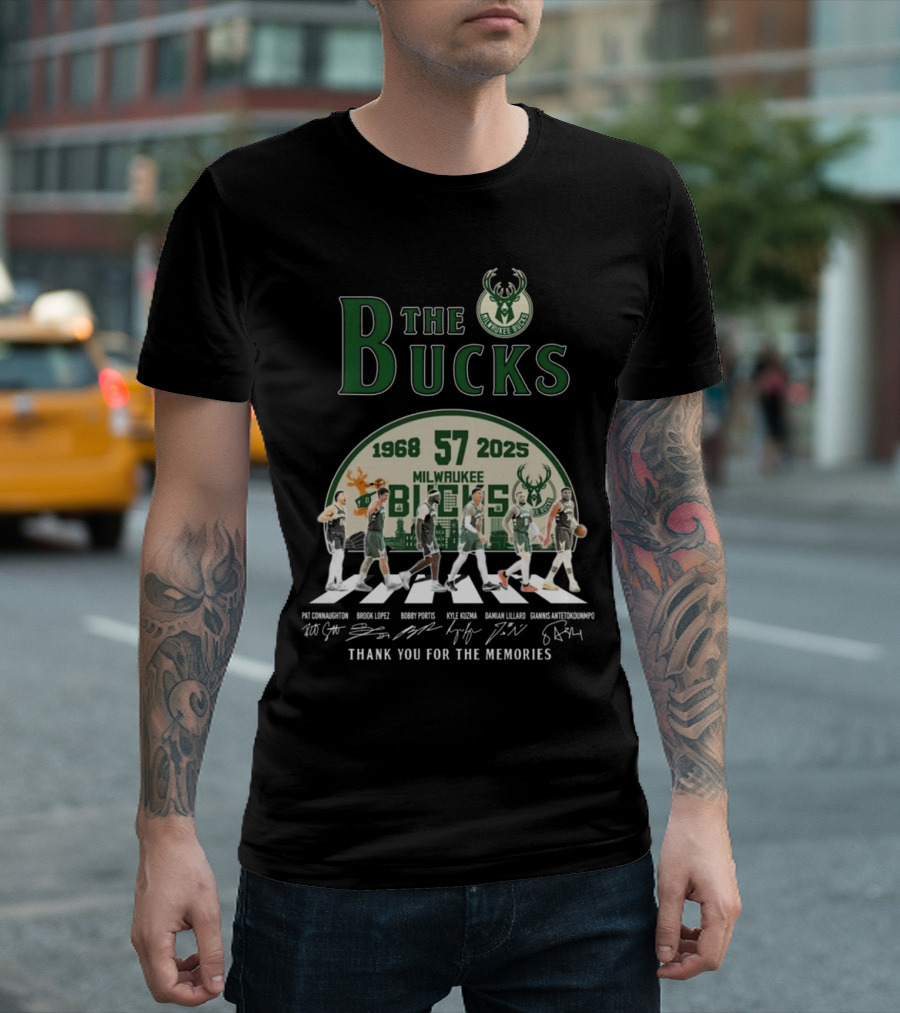 Milwaukee Bucks 57 Years 1968-2025 Thank You For The Memories T-Shirt