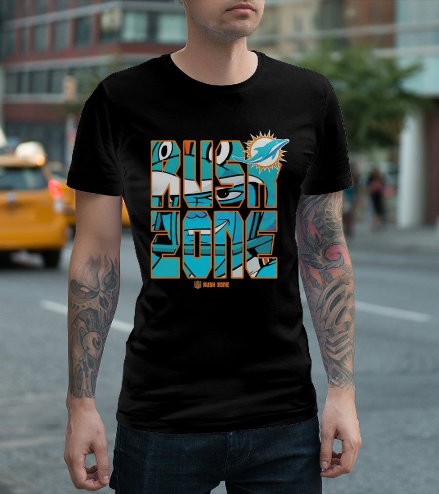 Miami Dolphins NFL Rush Zone Cartoon Football T-Shirt