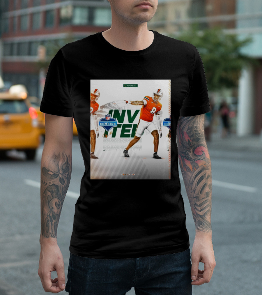Miami Hurricanes Football Elijah Arroyo NFL Scouting Combine Invited Invited Football T-Shirt
