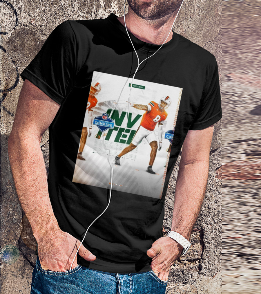 Miami Hurricanes Football Elijah Arroyo NFL Scouting Combine Invited Invited Football T-Shirt
