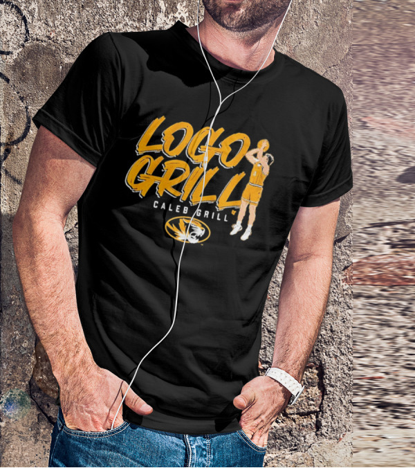 Logo Grill Caleb Grill Missouri Basketball Player Shooting Tiger Emblem T-Shirt