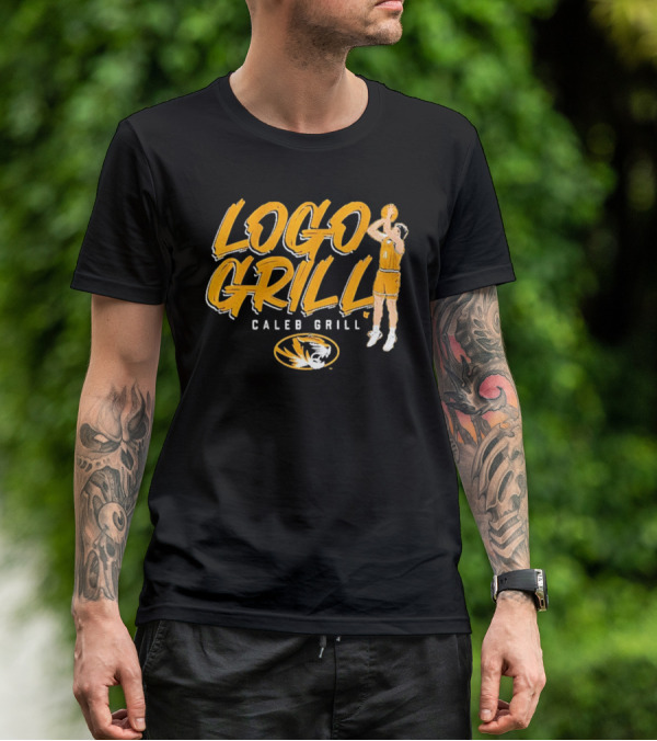 Logo Grill Caleb Grill Missouri Basketball Player Shooting Tiger Emblem T-Shirt