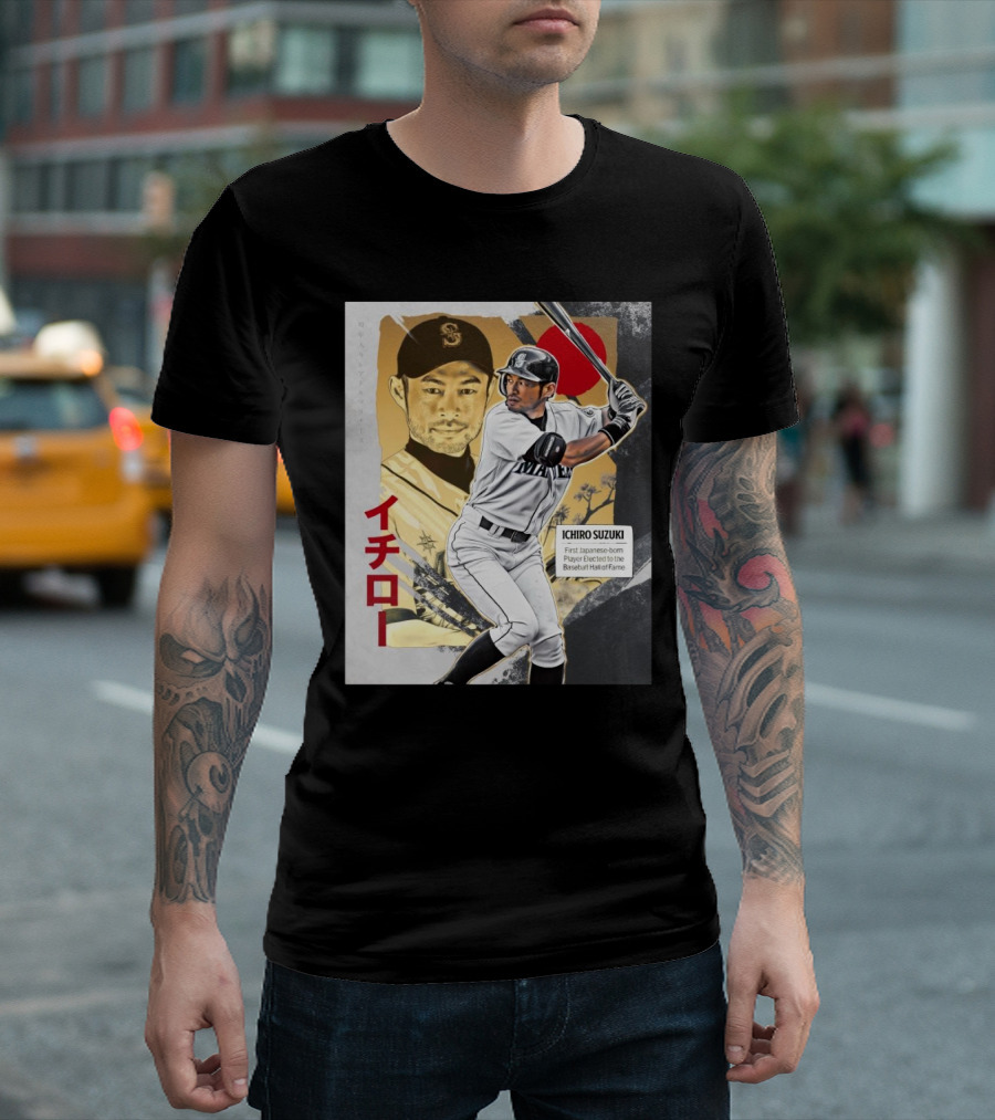 Ichiro Suzuki Seattle Mariners First Japanese-Born Player Elected To Baseball Hall Of Fame Red Sun T-Shirt