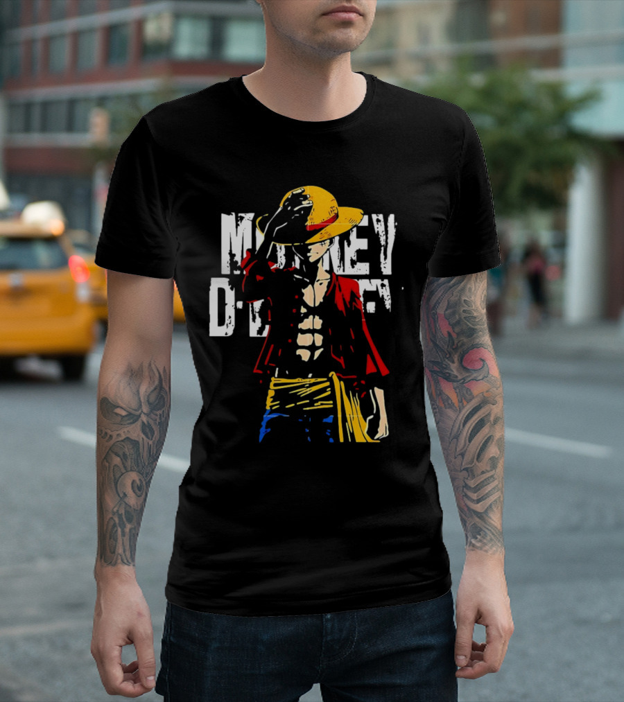 Monkey D Luffy One Piece Anime Character Iconic Straw Hat Pirate Outfit T-Shirt
