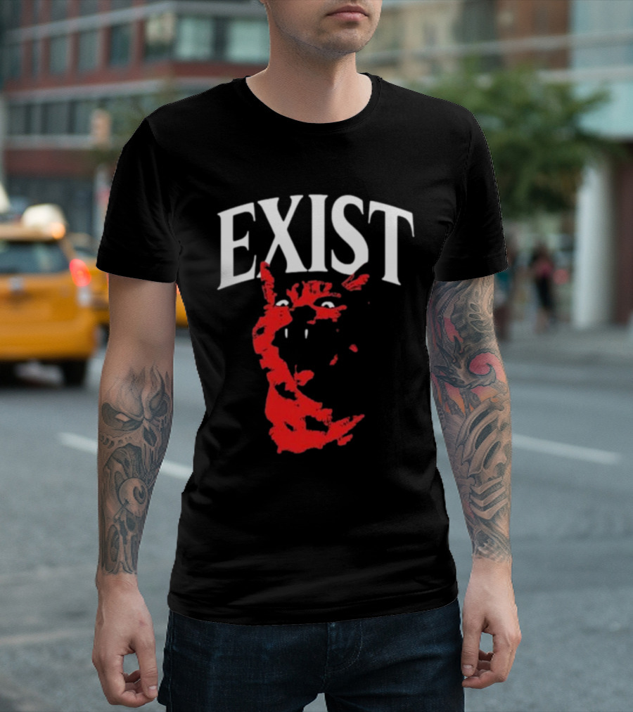 Mynameistuv Exist Red Cat Face T-Shirt