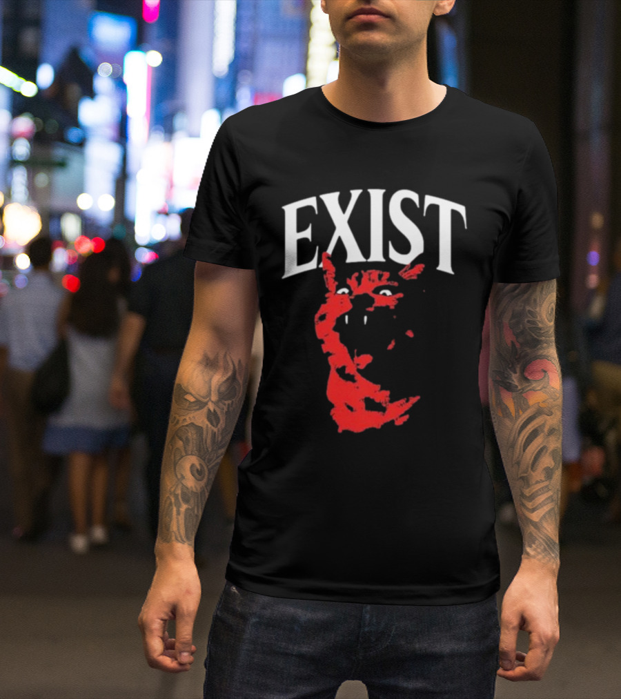Mynameistuv Exist Red Cat Face T-Shirt