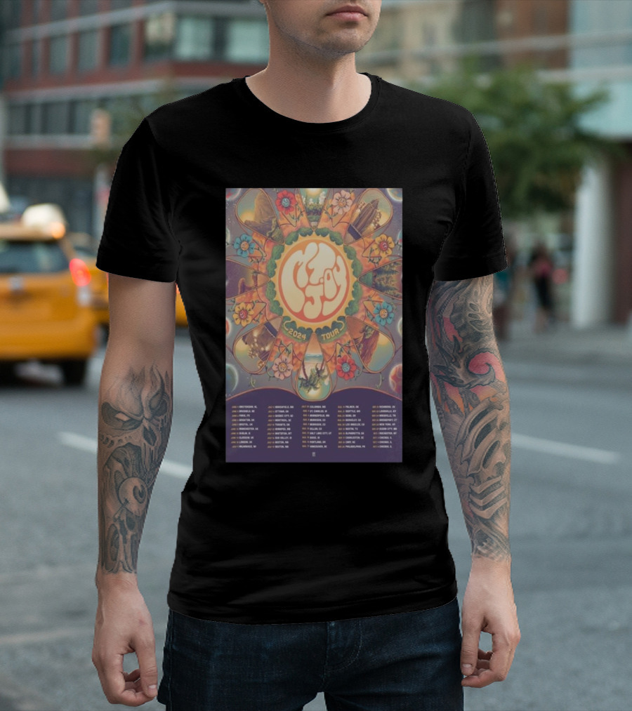 Mt. Joy Colorful Floral 2024 Tour Dates Pattern T-Shirt