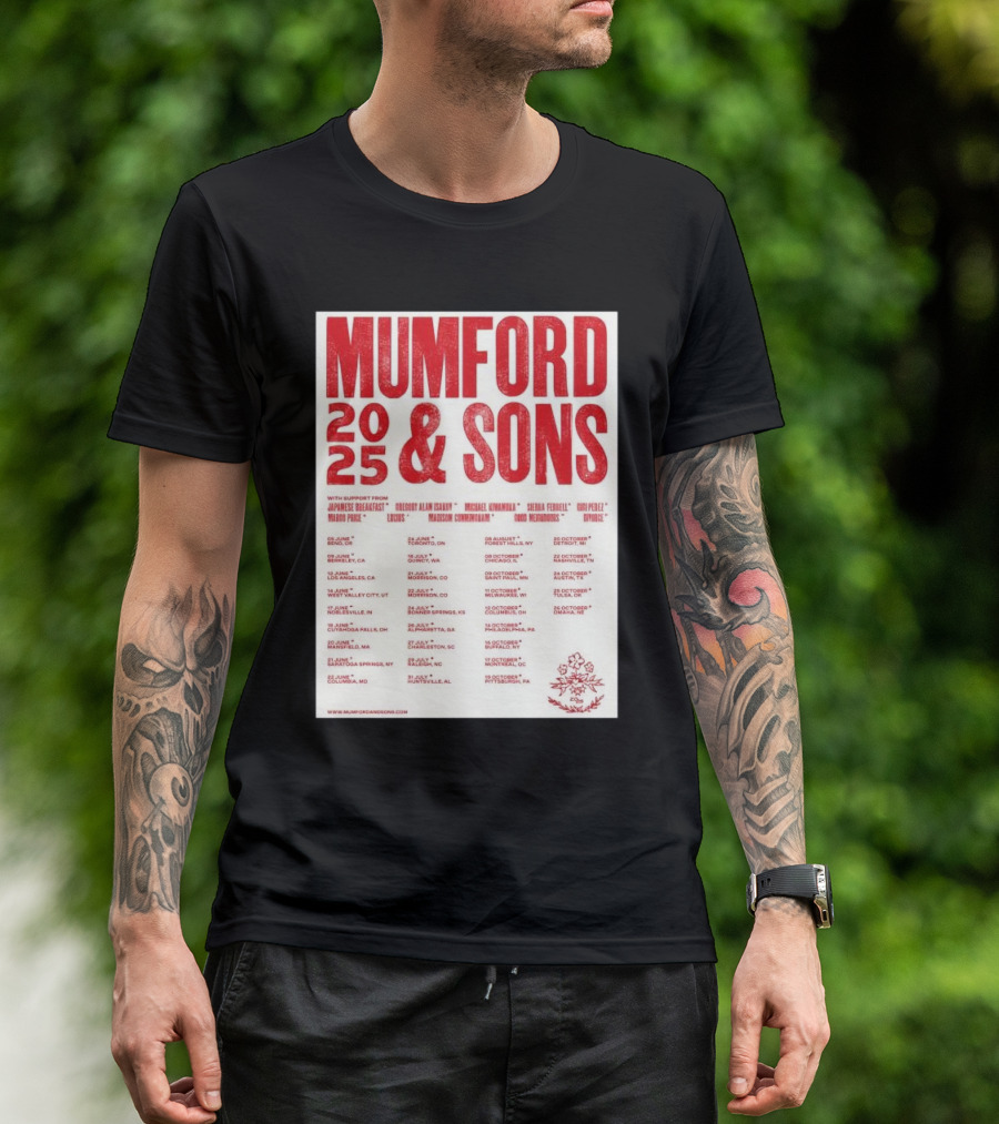 Mumford And Sons 2025 Tour Dates With Japanese Breakfast And More Starting June 5 In Bend OR T-Shirt