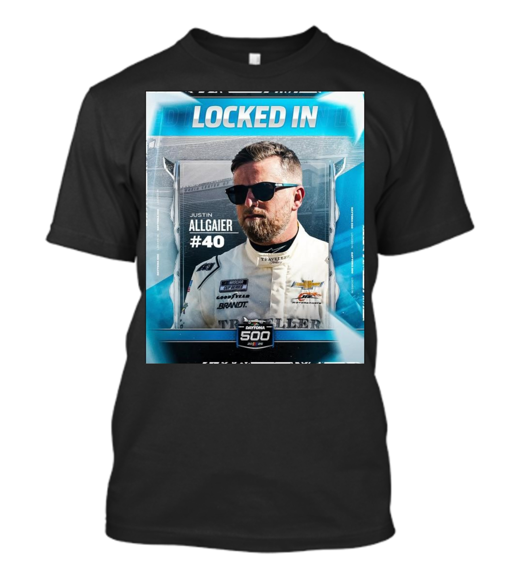 NASCAR Locked In Justin Allgaier #40 Daytona 500 2025 T-Shirt