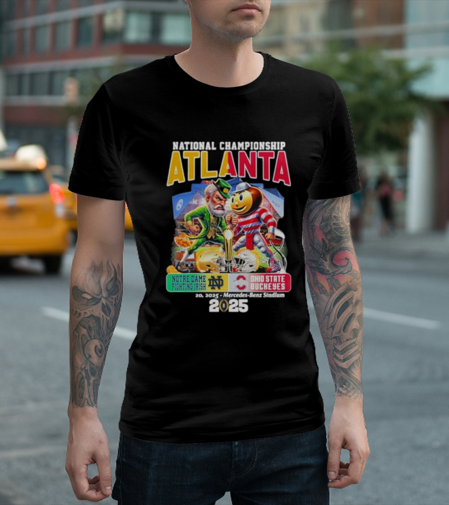 National Championship Atlanta 2025 Notre Dame Fighting Irish vs Ohio State Buckeyes Mercedes-Benz Stadium T-Shirt