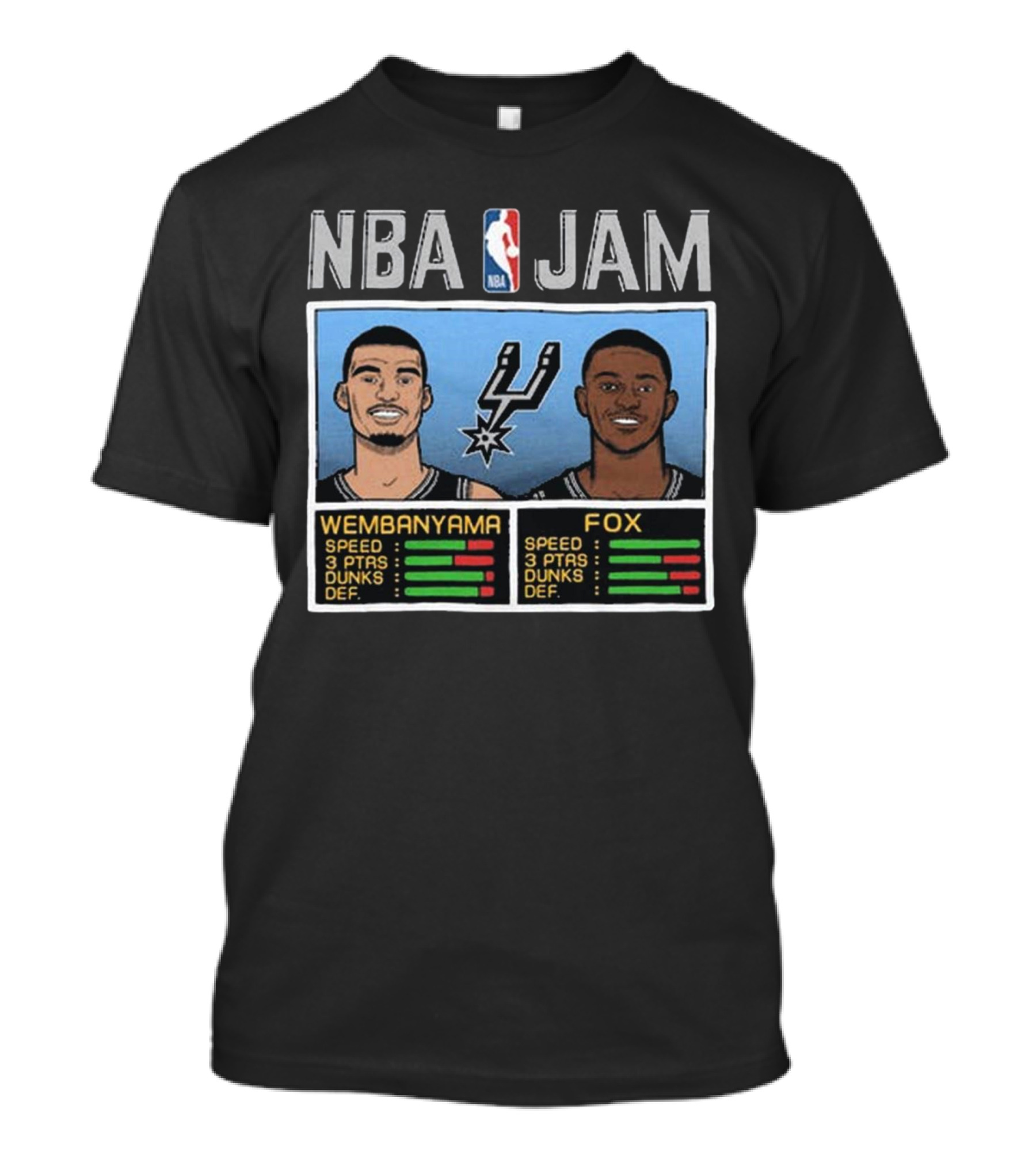 NBA Jam Wembanyama Fox Spurs Stats T-Shirt