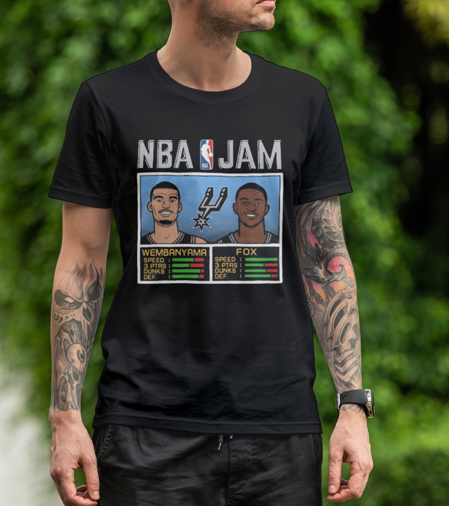 NBA Jam Wembanyama Fox Spurs Stats T-Shirt