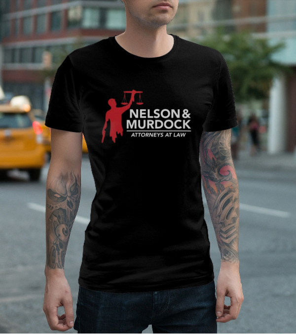 Nelson & Murdock Attorneys At Law Scales Of Justice Iconic Red Silhouette T-Shirt