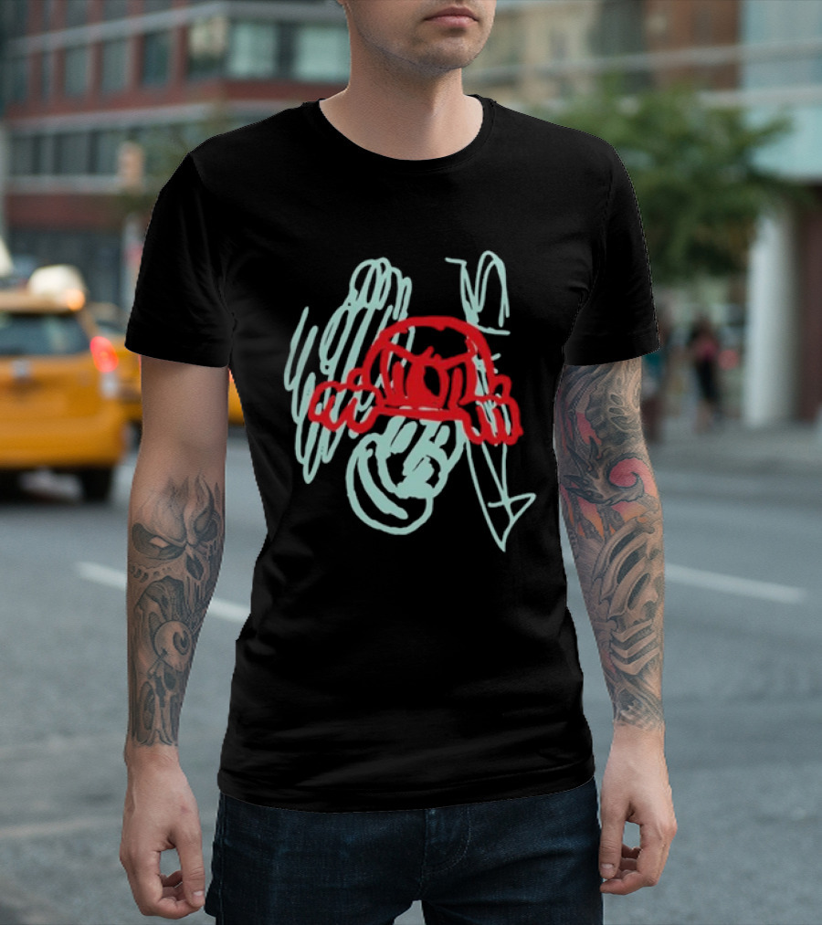 Nemzzz Rents Due Blue Scribble Red Face T-Shirt