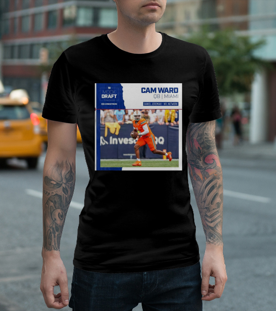 New York Giants Mock Draft Tracker Cam Ward QB Miami Daniel Jeremiah NFL Network T-Shirt