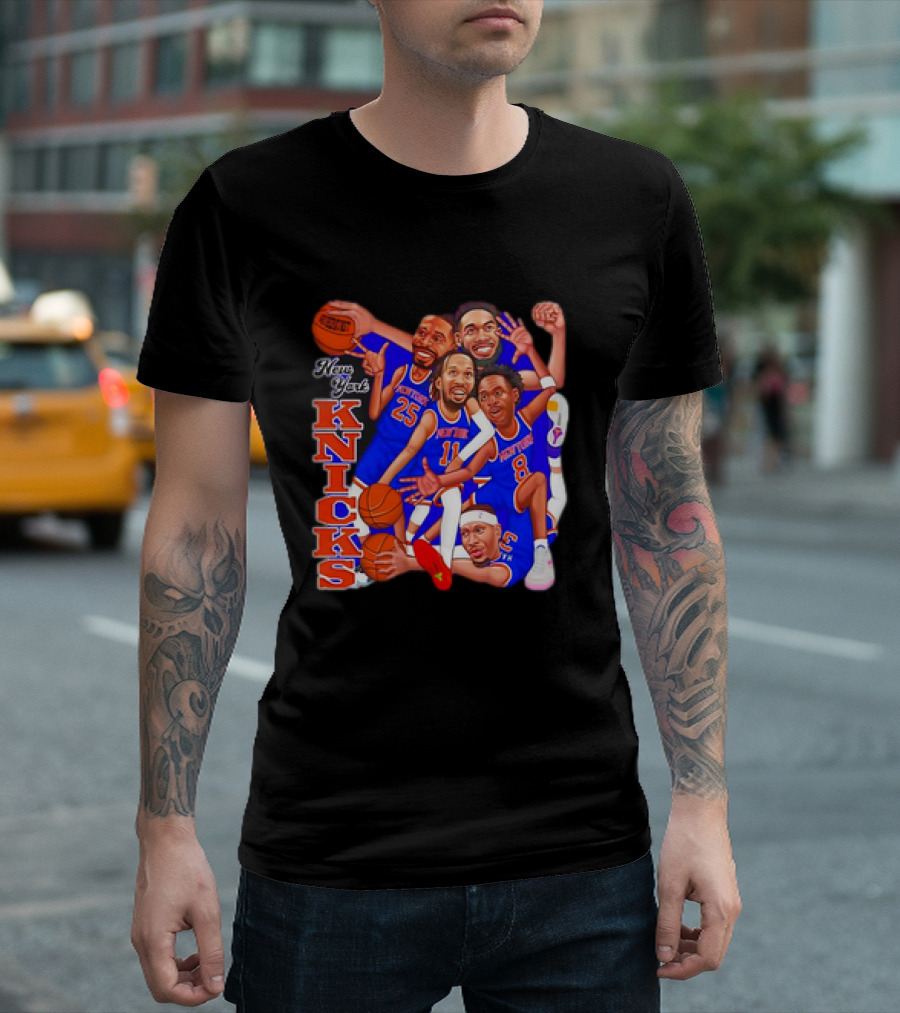New York Knicks Basketball Caricatures Team Group Fan Favorite T-Shirt