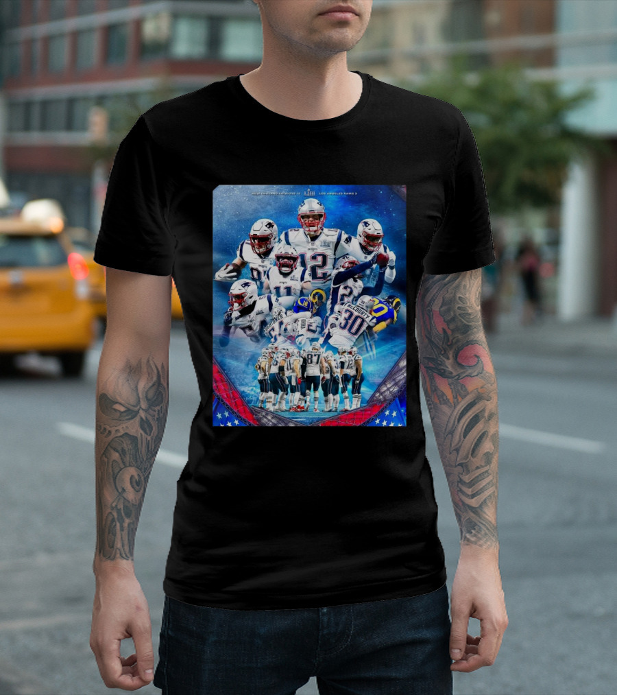 New England Patriots 13 Los Angeles Rams 3 Super Bowl LIII Champions Number 6 T-Shirt
