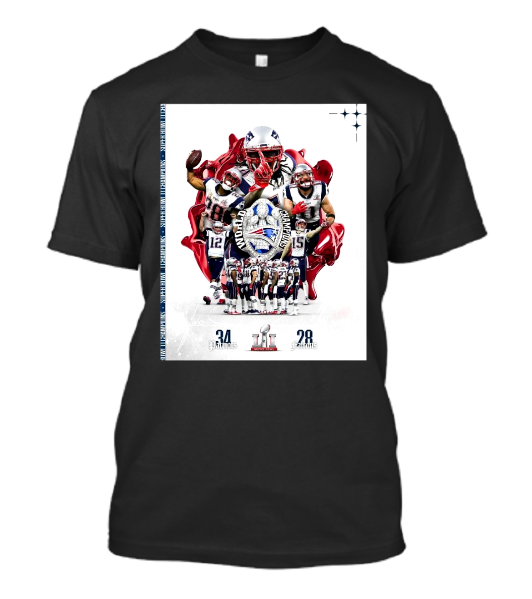 New England Patriots 34 – 28 Atlanta Falcons Super Bowl LI The Greatest Comeback In Super Bowl History T-Shirt
