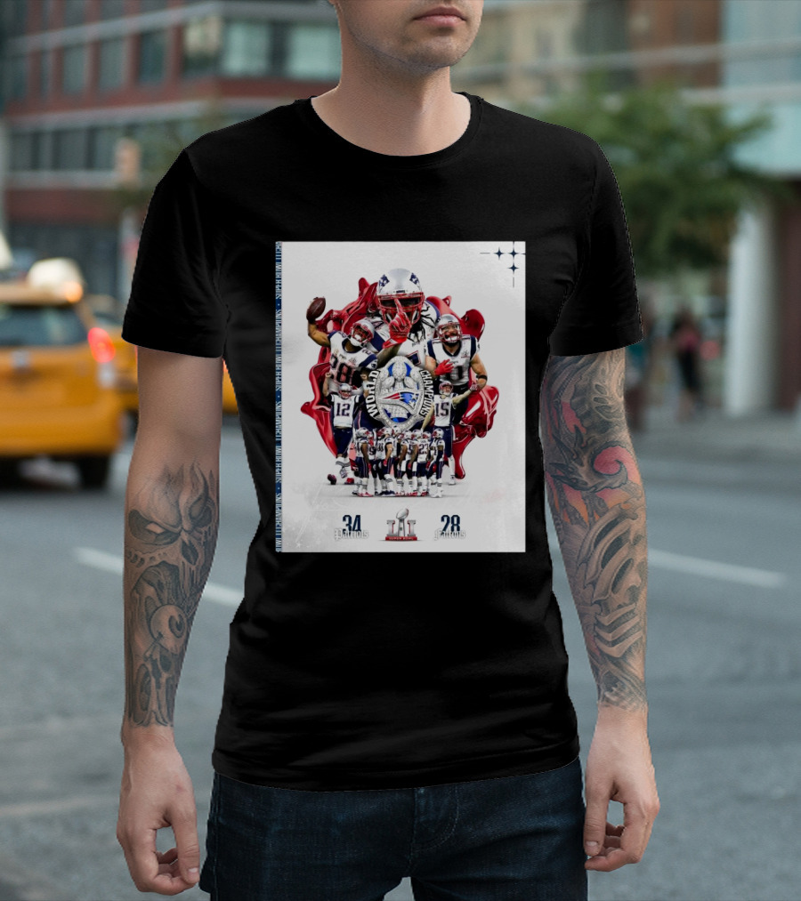 New England Patriots 34 – 28 Atlanta Falcons Super Bowl LI The Greatest Comeback In Super Bowl History T-Shirt