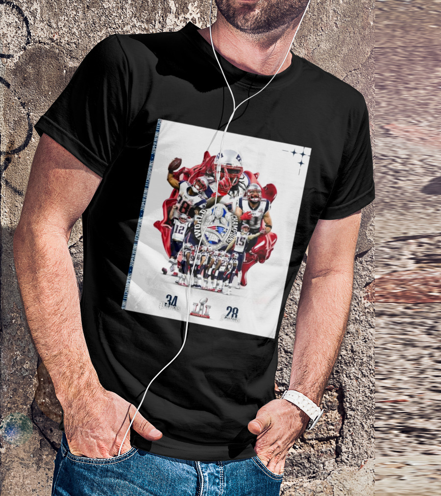 New England Patriots 34 – 28 Atlanta Falcons Super Bowl LI The Greatest Comeback In Super Bowl History T-Shirt