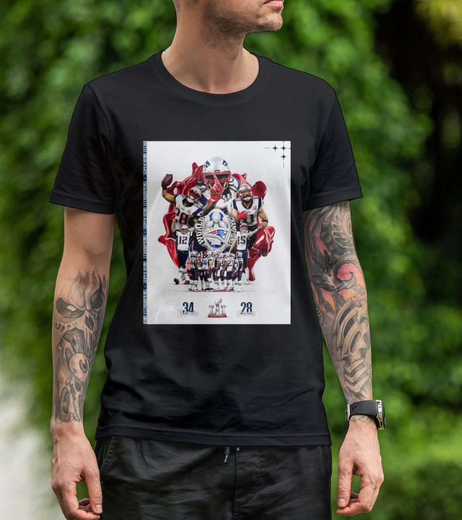 New England Patriots 34 – 28 Atlanta Falcons Super Bowl LI The Greatest Comeback In Super Bowl History T-Shirt