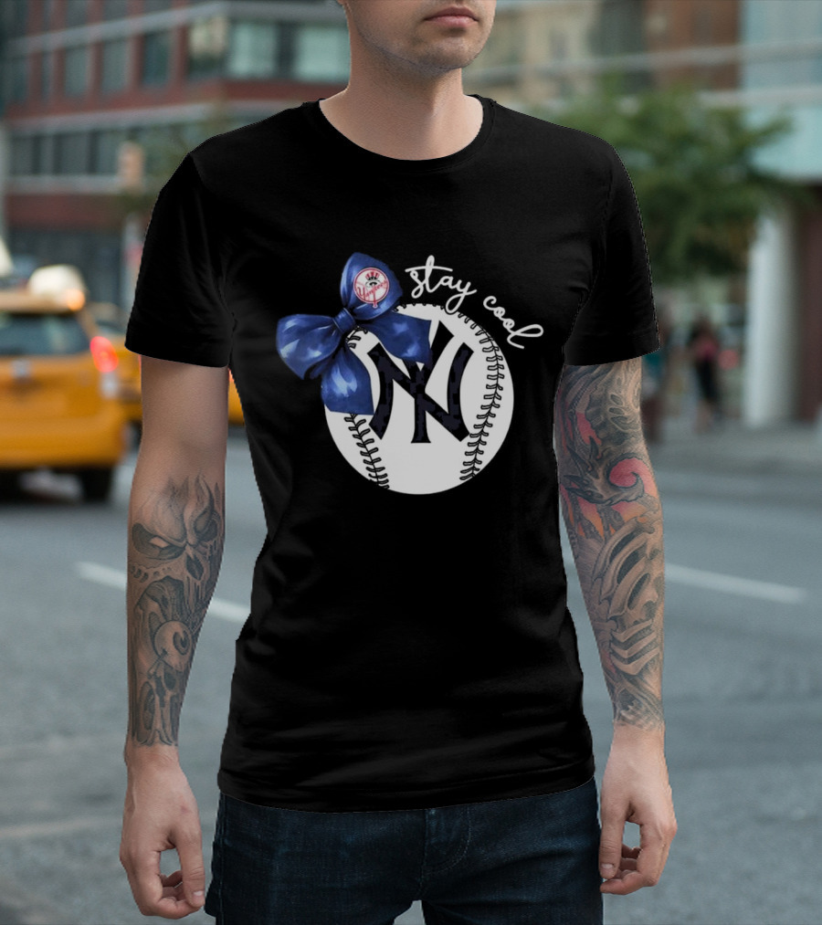 New York Yankees Stay Cool Bow Baseball Girls Fashion T-Shirt