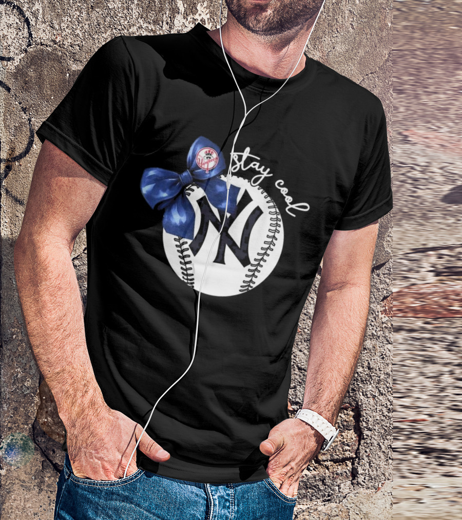 New York Yankees Stay Cool Bow Baseball Girls Fashion T-Shirt