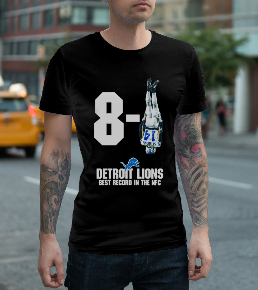Detroit Lions 8-1 Amon-Ra St. Brown Headstand Celebration Best Record in NFC T-Shirt